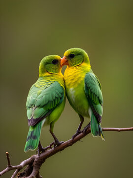 couple de perroquets verts