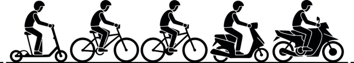 Naklejka premium Evolution of personal transportation silhouettes
