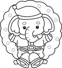 Cute Elephant icon. Funny baby Elephant animal series stock illustration. Life of fluffy Elephant designs.  
Coloring pages of Funny baby Elephant.
