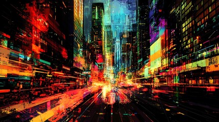 vibrant metropolis with glowing skyline bustling streets for night photography urban exploration dynamic energy modern lifestyle illuminated city atmosphere concept.