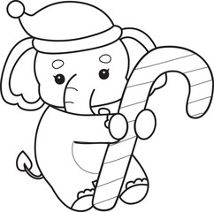 Cute Elephant icon. Funny baby Elephant animal series stock illustration. Life of fluffy Elephant designs.  
Coloring pages of Funny baby Elephant.