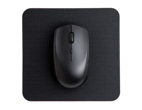 Modern Wireless Mouse on Ergonomic Pad  PNG 