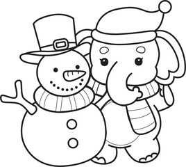 Cute Elephant icon. Funny baby Elephant animal series stock illustration. Life of fluffy Elephant designs.  
Coloring pages of Funny baby Elephant.