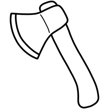 Hand drawn axe cartoon illustration outline 