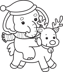 Cute Elephant icon. Funny baby Elephant animal series stock illustration. Life of fluffy Elephant designs.  
Coloring pages of Funny baby Elephant.