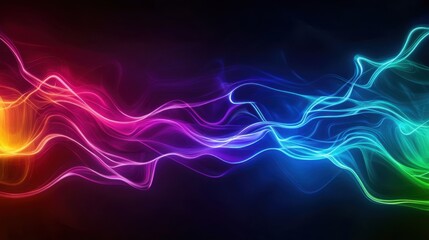 Colorful Light Waves in Motion on Dark Background for Abstract Design