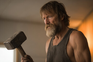 artisan blacksmith intensely focuses on his craft creating masterpiece with thoughtful precision