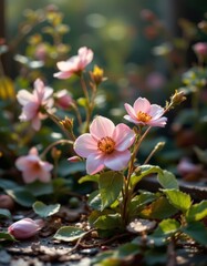 Fototapeta premium Pink Flowers Blooming in Garden