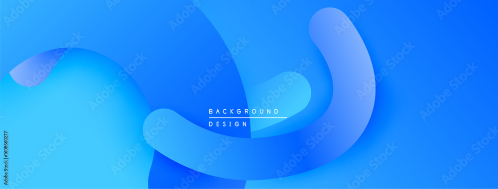 Poster abstract blue background. smooth shapes overlap, creating dynamic visual effect. modern design suita