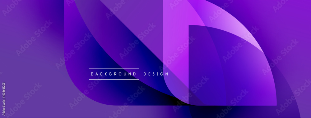 Poster abstract purple design features flowing shapes, gradients. text reads background design centered wit