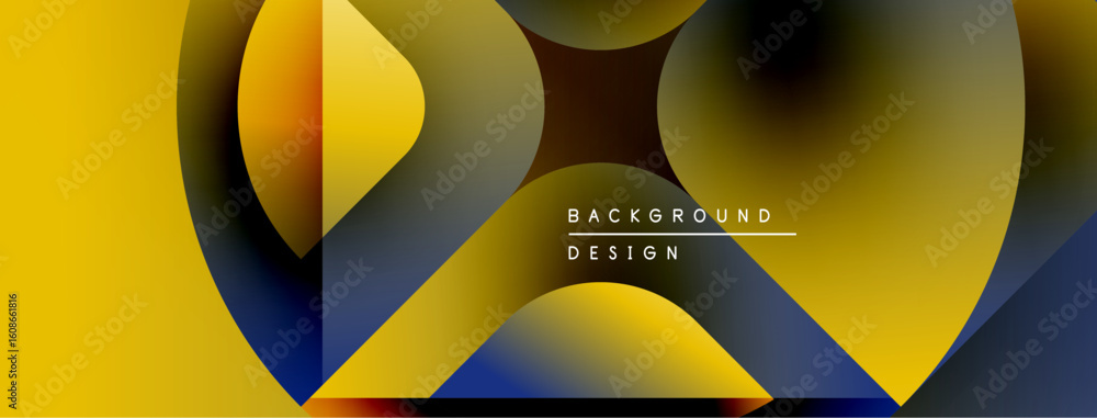 Aufkleber abstract geometric shapes, yellow background, blue accents. modern design elements create dynamic vi