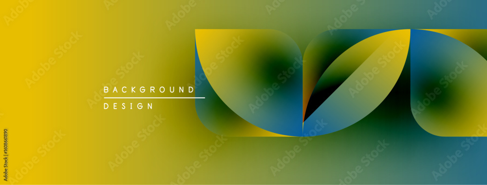 Poster abstract yellow, green, blue gradient waves. modern design elements create dynamic visual flow. mini