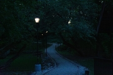 park trail at night