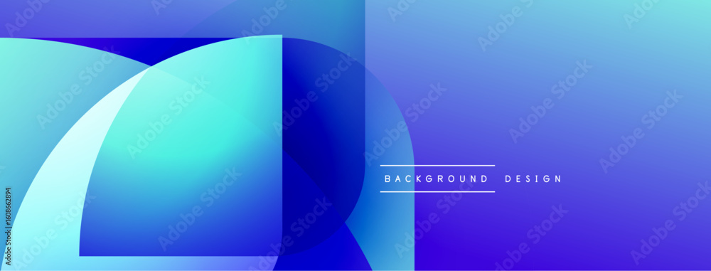 Poster abstract blue layers create dynamic visual effect. gradient shades suggest depth, modern aesthetic. 