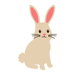 Cute Rabbit Illustration Flat Design