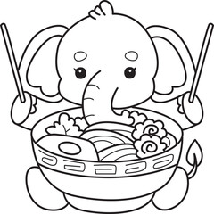 Cute Elephant icon. Funny baby Elephant animal series stock illustration. Life of fluffy Elephant designs.  
Coloring pages of Funny baby Elephant.