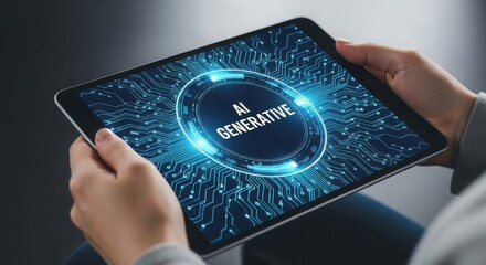 Person holding a tablet displaying generative ai technology