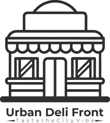 Simple outline icon of a classic urban deli storefront facade