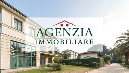 Stylish futuristic image with real estate property and the words Agenzia Immobiliare placed like a company logo space for custom text excellent for real estate agent promotion and home sales graphics