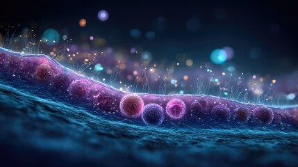 Animated medical style image of sebum secretion mixing with dead cells to form earwax