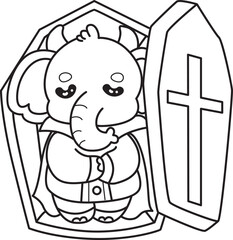 Cute Elephant icon. Funny baby Elephant animal series stock illustration. Life of fluffy Elephant designs. Coloring pages of Funny baby Elephant.
