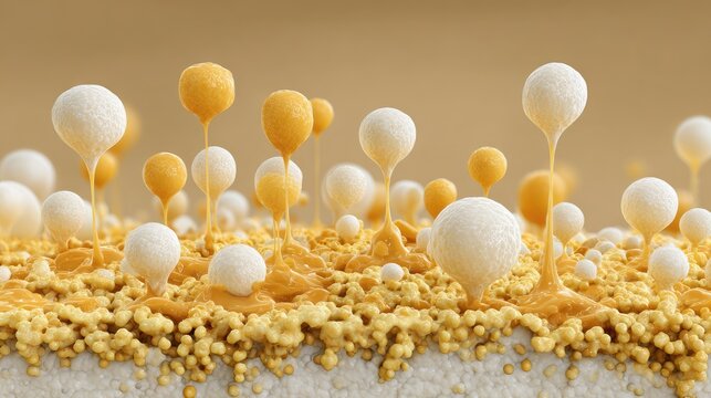 Animated medical style image of sebum secretion mixing with dead cells to form earwax