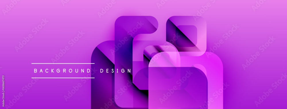 Poster abstract purple design features layered squares, creating depth. gradient background enhances modern