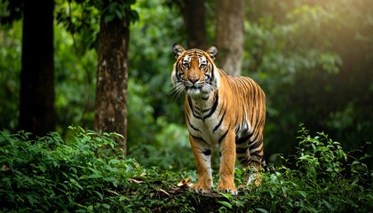 Tiger in dense jungle