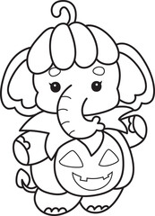 Cute Elephant icon. Funny baby Elephant animal series stock illustration. Life of fluffy Elephant designs. Coloring pages of Funny baby Elephant.
