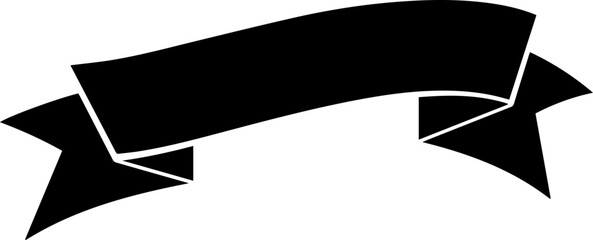 Black Ribbon Banner Icon – Decorative Label, Badge, Tag Vector Element

