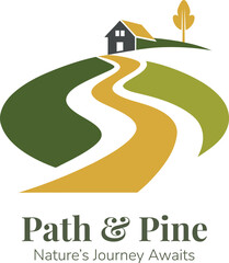 Winding path leads to a house on a hill with a tree