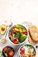 Dietary menu. Healthy vegan salad of vegetables.