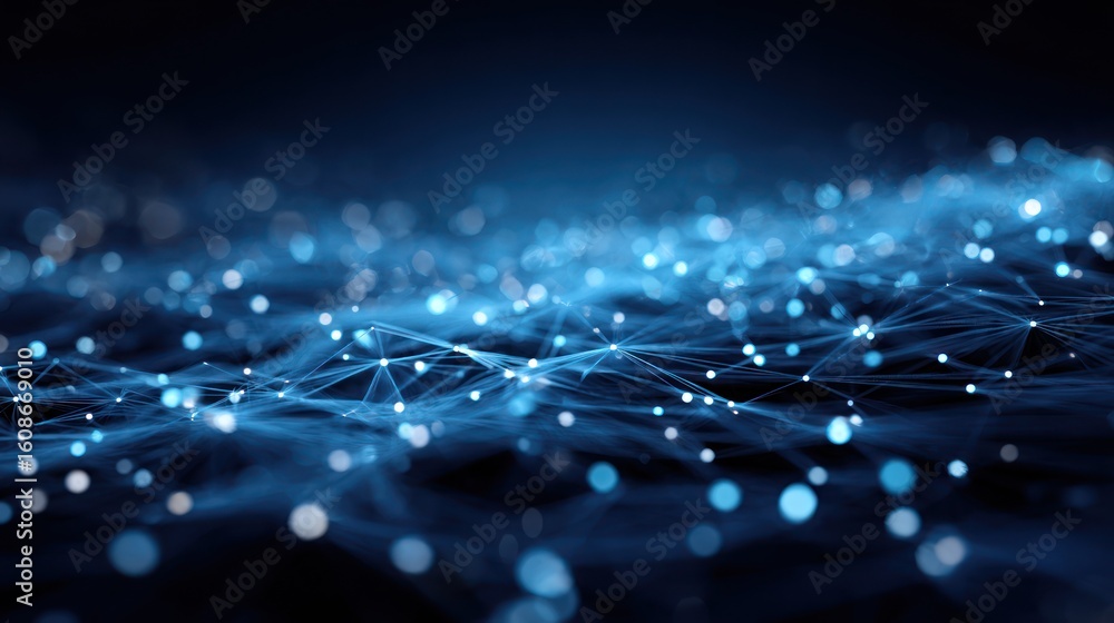Poster abstract digital network. a blend of glowing points and lines