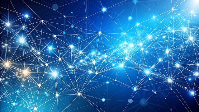 Abstract Network Connection Structure on Blue Background Representing Global Communication