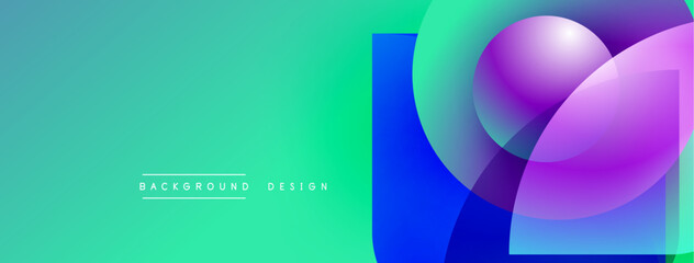 Abstract gradient background. Vivid turquoise, blue hues blend. Circular shapes overlap creating dynamic visual effect. Text reads background design.