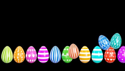 Colorful Easter eggs arranged in a horizontal row
