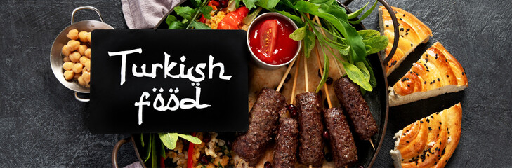 Barbecued kofta - kebab. Turkish and arabic cuisine.