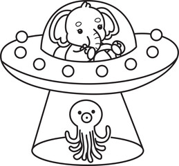 Cute Elephant icon. Funny baby Elephant animal series stock illustration. Life of fluffy Elephant designs. Coloring pages of Funny baby Elephant.
