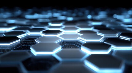 Obraz premium Illuminated, futuristic honeycomb pattern, glowing blue, abstract, digital art