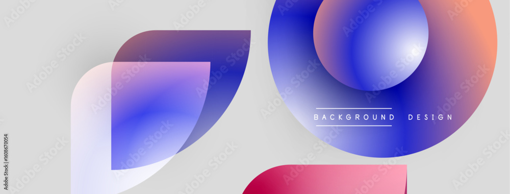 Poster abstract shapes overlap, creating vibrant color gradients. modern design elements suggest fluidity, 