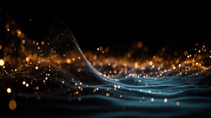 Obraz premium Abstract digital landscape with glowing particles