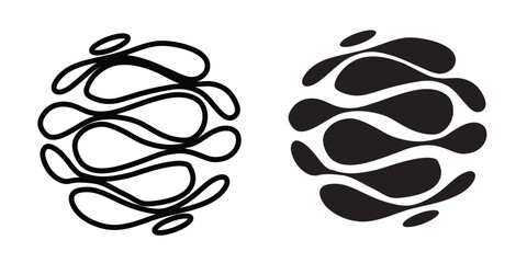 Abstract Fluid Shapes Icon — Minimalist Line vs Blob Style