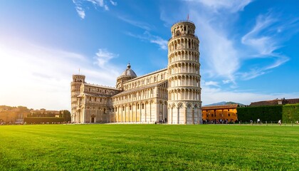 Cathedral and Leaning Tower bathed in sunlight