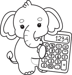 Cute Elephant icon. Funny baby Elephant animal series stock illustration. Life of fluffy Elephant designs. Coloring pages of Funny baby Elephant.