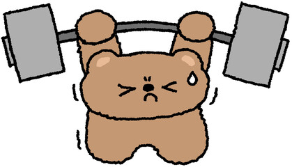 역기 드는 곰돌이 일러스트 스티커