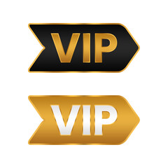 VIP Badges in Gold and Black Exclusive Club Emblem, Premium Access Element png file transparent background