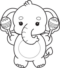 Cute Elephant icon. Funny baby Elephant animal series stock illustration. Life of fluffy Elephant designs. Coloring pages of Funny baby Elephant.