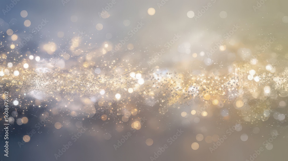 Poster ethereal stream of light: abstract golden bokeh with a dreamy texture