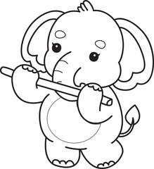 Cute Elephant icon. Funny baby Elephant animal series stock illustration. Life of fluffy Elephant designs. Coloring pages of Funny baby Elephant.