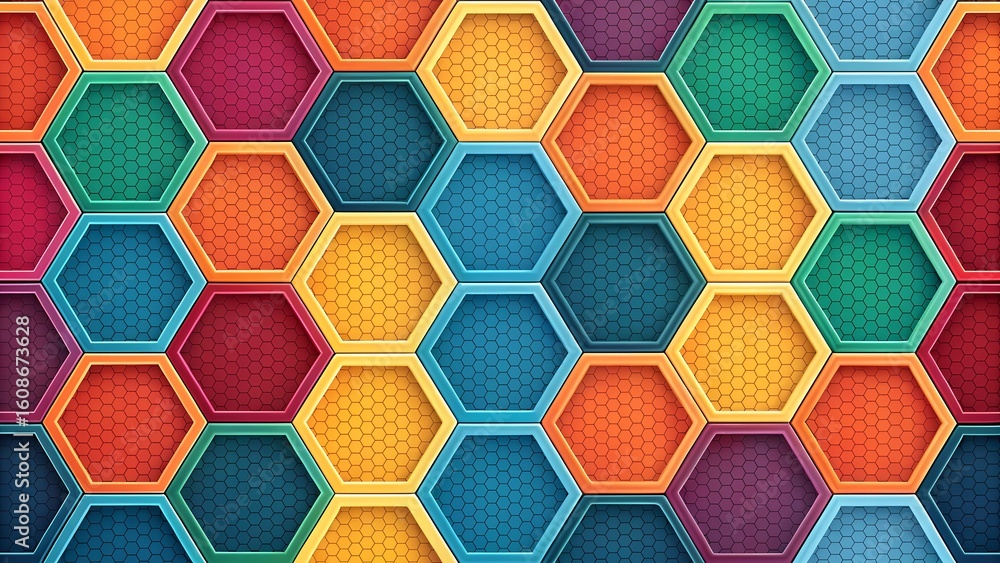 Poster vibrant honeycomb pattern adds dynamic texture, ideal for modern designs and bold backgrounds or web